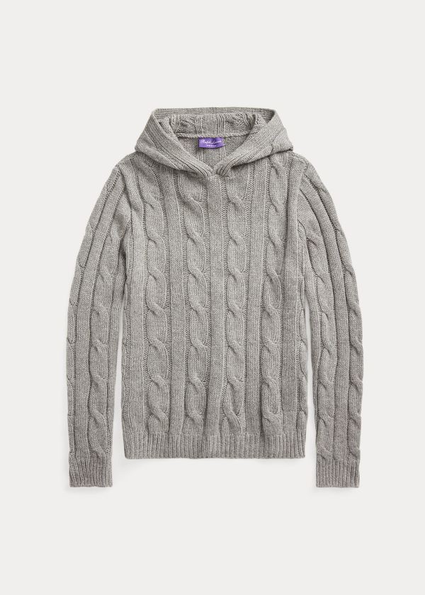 Men's Ralph Lauren Cable-Knit Cashmere Hoodies | 469573EDL